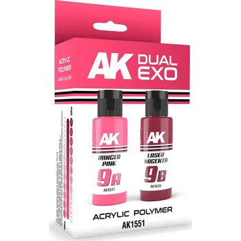Modelářská barva AK Interactive RANGER PINK & LASER MAGENTA DUAL EXO Set 9