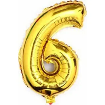 Balónek Fóliový balónek číslice 6 zlatý 76cm 1 Ks