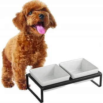 Miska pro psa Sada dvou keramických misek Emes šedá 900 ml