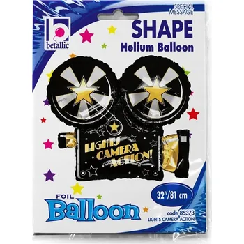 Balónek Fóliový balónek KAMERA hvězda černá zlatá FOTOAPARÁT