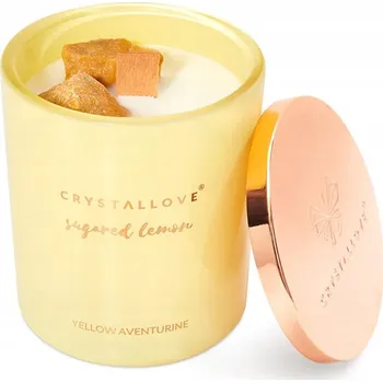 Svíčka CRYSTALLOVE Sójová svíčka s aventurínem SUGARED LEMON 400g - limitovaná edice