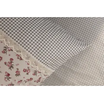 Povlečení Podpěrová s.r.o. Krepové povlečení MANON růžička / pepito S KRAJKOU Velikost: 200x220 (1x), 70x90 cm krajka (2x) ŠEV na peřině