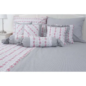 Povlečení Podpěrová s.r.o. Bavlněné povlečení LORENZO / šedý proužek Velikost: 200x200 cm (1 ks), 70x90 cm (2 ks) ŠEV na peřině