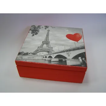 Dárková krabička Dřevěná krabička s víkem - Láska v Paříži