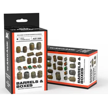 AK Interactive BARRELS & BOXES WARGAME SET (RESIN 30-35MM)