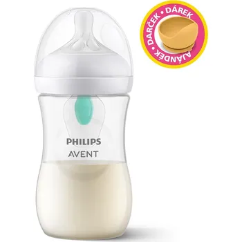 Kojenecká láhev Philips AVENT Láhev Natural Response s ventilem AirFree 260 ml, 1m+dárek PETITE&MARS Miska 6m+