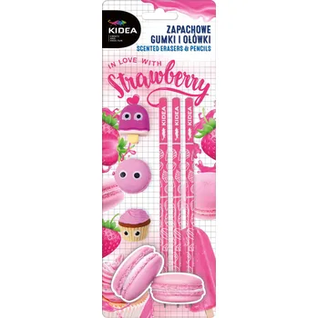 Voňavá sada 3 tužek 3 gum | KIDEA