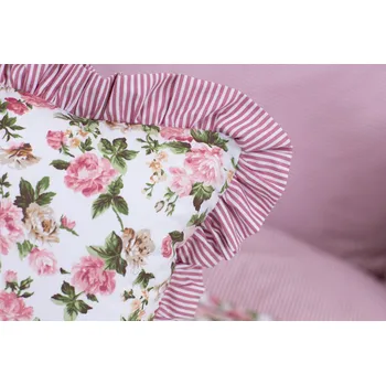 Povlak na polštářek Podpěrová s.r.o. Povlak na polštář RUSTIKÁL / pruh růžový S KANÝREM Velikost: Krepový povlak s kanýrem 40x40 cm N