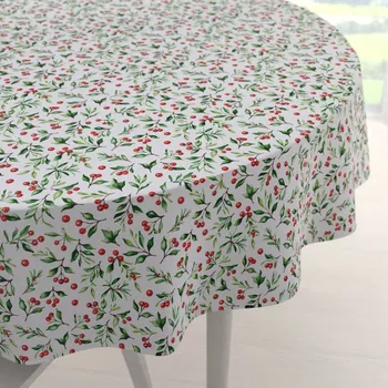 ubrus Teflonový kulatý ubrus TF-111 Jeřabiny na bílém Ø 40 cm