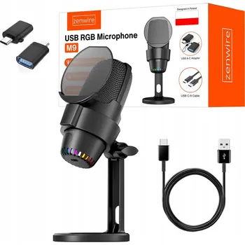 Mikrofon Kondenzátorový Mikrofon pro PC, Studiový Stativ, Herní, USB-C, USB 3.0