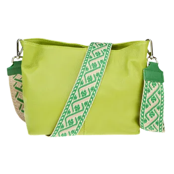 Kabelka NovaKabelka.cz Kožená italská crossbody kabelka Batilda Verde Segnale s přídavným popruhem III