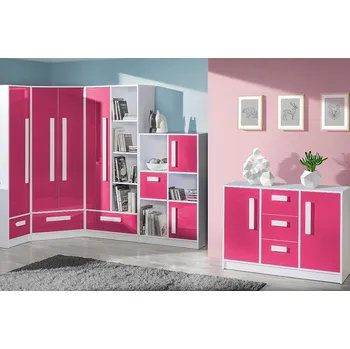 Dětsný nábytek Domel Dětský pokoj Guliver 4 Dvířka Guliver: Růžový lesk, Úchytky Guliver: Modrá