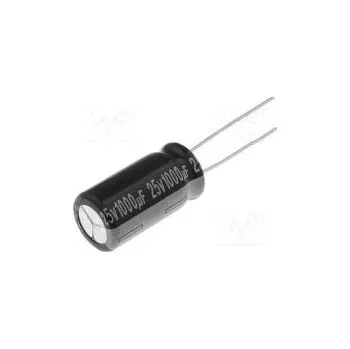 Kondenzátor Kondenzátor elektrolytický THT 1000uF 25VDC Ø10x20mm ±20%