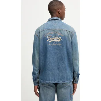 Pánská košile Džínová košile Tommy Jeans pánská, modrá barva, relaxed, s klasickým límcem, DM0DM21918 55J, vel. XXL