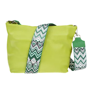 Kabelka NovaKabelka.cz Kožená italská crossbody kabelka Batilda Verde Segnale s přídavným popruhem II