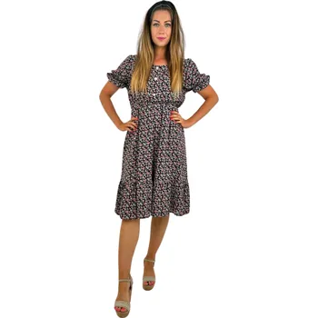 Dámské šaty NOVINKA-Letní krátké šaty - jemné kvítka - tmavé Velikost: M