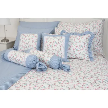 Povlečení Podpěrová s.r.o. Krepové povlečení VIVIANE s modrým proužkem Velikost: 200x200 cm (1 ks), 70x90 cm (2 ks) ŠEV na peřině