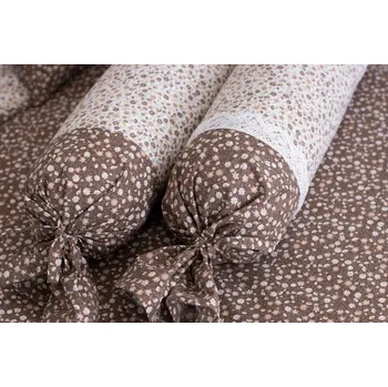 Povlak na polštářek Podpěrová s.r.o. Povlak na váleček HNĚDÉ KYTIČKY P/N Velikost: Povlak na válec s krajkou KREP N