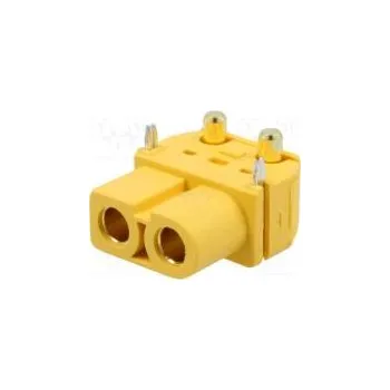 Elektrická zásuvka Zásuvka napájecí DC XT60 zásuvka PIN 2 na PCB THT žlutá 30A