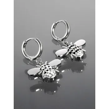 Náušnice Prosperk Kruhové náušnice z chirurgické oceli včela stříbrná S0065