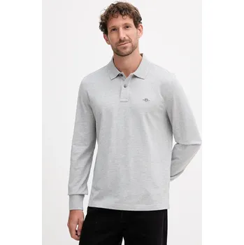 Pánské tričko Bavlněné tričko s dlouhým rukávem Gant šedá barva, s aplikací, 2230 90X, vel. XXL