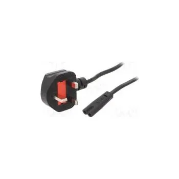 Napájecí kabel Kabel BS 1363 (G) vidlice,IEC C7 zásuvka PVC 1,8m černá 3A