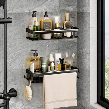 Drátěná police Polička do sprchy, 2 háčky a věšák na ručníky