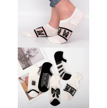 Pánské ponožky 03780 Dewberry Womens Patterned Tulle Socks 5 Pairs-BLACK-WHITE dewberry černá | bílá 3373275