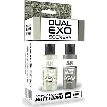 Modelářská barva AK Interactive LIGHT STONE & DARK STONE DUAL EXO Set 22