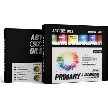 Modelářská barva AK Interactive PRIMARY & SECONDARY COLORS SET - ABT 502 OILS