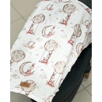 Kočárek Clona na kočárek - zajíček a měsíc mušelín