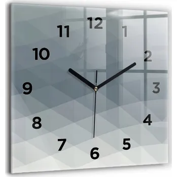 Hodiny Čtvercové Skleněné Foto Hodiny na Zeď do Obýváku Šedá abstrakce 60x60 cm