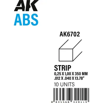 AK Interactive Strips 0.25 x 1.00 x 350mm - ABS STRIP