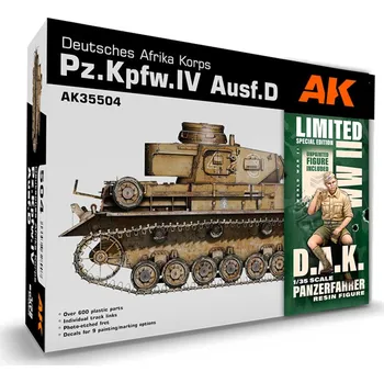 Plastikový model AK Interactive PZ.KPFW.IV AUSF.D AFRIKA KORPS+DAK PANZERFAHRER 1/35
