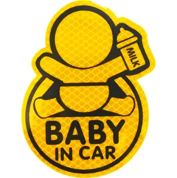 Reflexní samolepka Baby IN CAR - žlutá