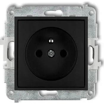 Elektrická zásuvka Karlik Mini zásuvka jednoduchá s uzemněním černá s clonkami