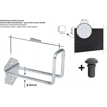 Obraz Háček na nářadí do děrované desky - dvojitý držák 100 mm