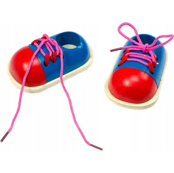 Dřevěná hračka Edukativní sada pro výuku zavazování tkaniček 2 ks