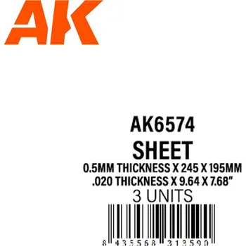 AK Interactive 0.5mmthickness x 245 x 195mm - STYRENE SHEET
