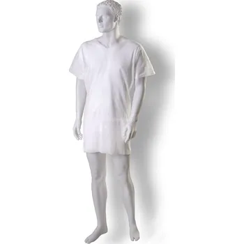 Jednorázový oděv BETAtex Pacientská košile z netkané textilie s výstřihem do V bílá 10 kusů univerzální velikost