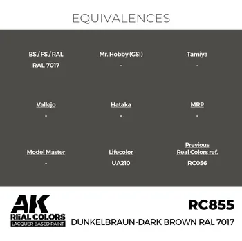 Modelářská barva AK Interactive Real Colors: Dunkelbraun-Dark Brown RAL 7017 17 ml.