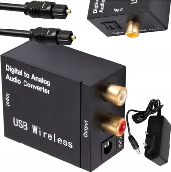 Audio kabel OPTICKÝ PŘEVODNÍK DAC ADAPTÉR KOAXIÁLNÍ TOSLINK NA 2x RCA CINCH