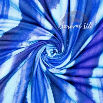 Viskoza krep, Modré ombré pruhy (E) (Trendy viskózová šatovka)