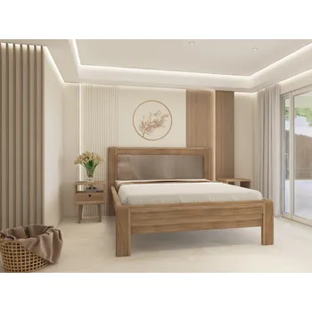 Postel Dubová zvýšená manželská postel Dubai Supra 180x200 Rozměr: 180x200, HP čalounění čela: Béžová