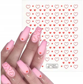 Samolepky na nehty Samolepící konvexní vzory VALENTÝN SRDCE