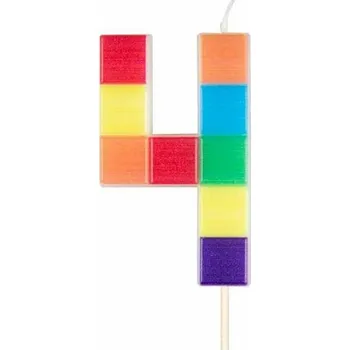 Dortová svíčka Ozdobná Svíčka Na Dort k Narozeninám KOSTKY Číslice 4 Svíčky na Dort Arpex