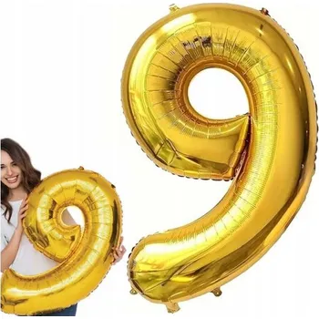 Balónek Fóliový Balón Narozeninová Oslava ČÍSLICE DEVĚT 9 Velký XXL 100CM