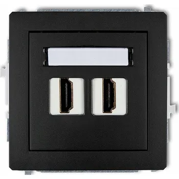 Elektrická zásuvka HDMI 2.0 zásuvka dvojitá Černá matná Karlik DECO