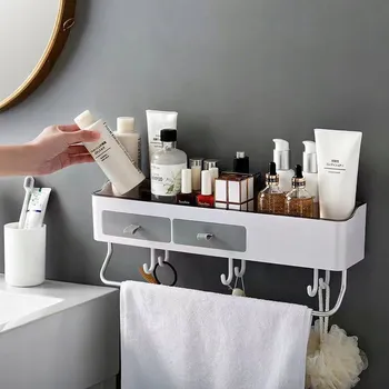 Věšák Koupelnová police se 2 zásuvkami a věšákem na ručníky