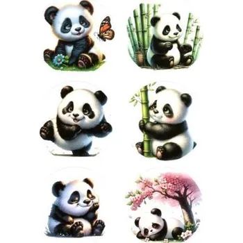 samolepka Samolepky, kulaté, 4,5 cm, arch 6ks - Pandy